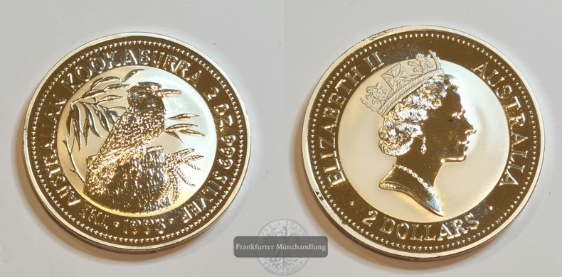  Australien 2 Dollar 1993 Kookaburra KM#179 FM-Frankfurt Feinsilber: 62,13g   
