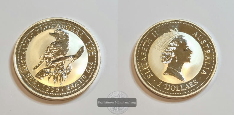  Australien 2 Dollar 1995 Kookaburra FM-Frankfurt  Feinsilber: 62,2g   