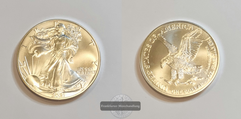  USA 1 Dollar 2021 American Silver Eagle  FM-Frankfurt  Feinsilber: 31,1g   