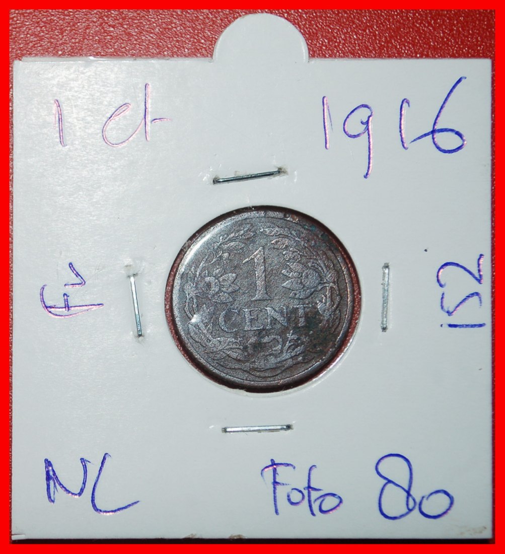  Ⰶ RAMPANT LÖWE (1913-1941): NIEDERLANDE ★ 1 CENT 1916★WILHELMINA (1890-1948)★PACKUNG★OHNE VORBEHALT!   