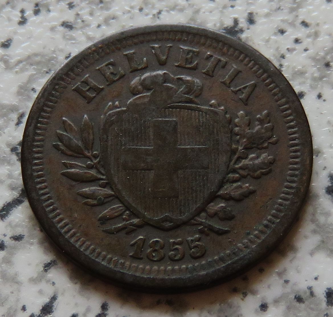  Schweiz 1 Rappen 1855, eher selten   