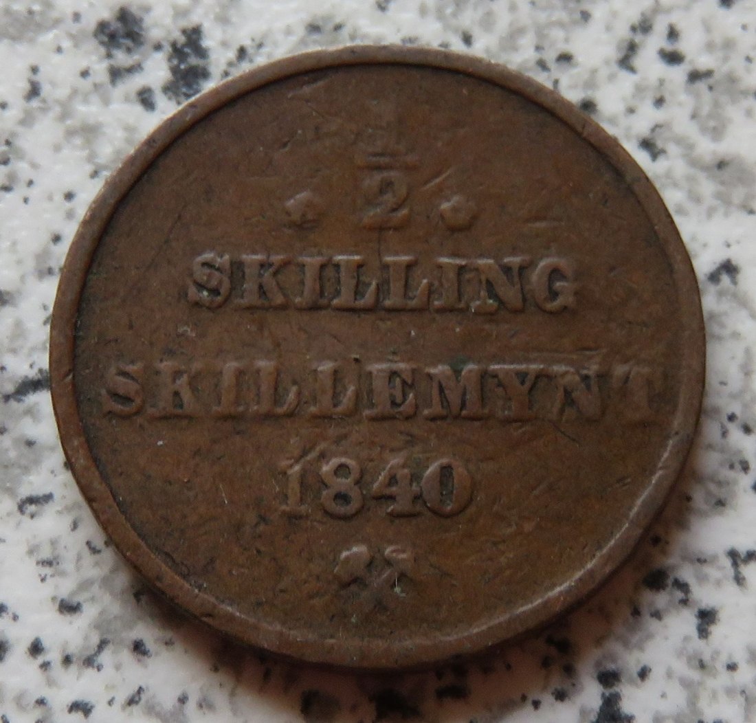  Norwegen 1/2 Skilling 1840, Belegstück   