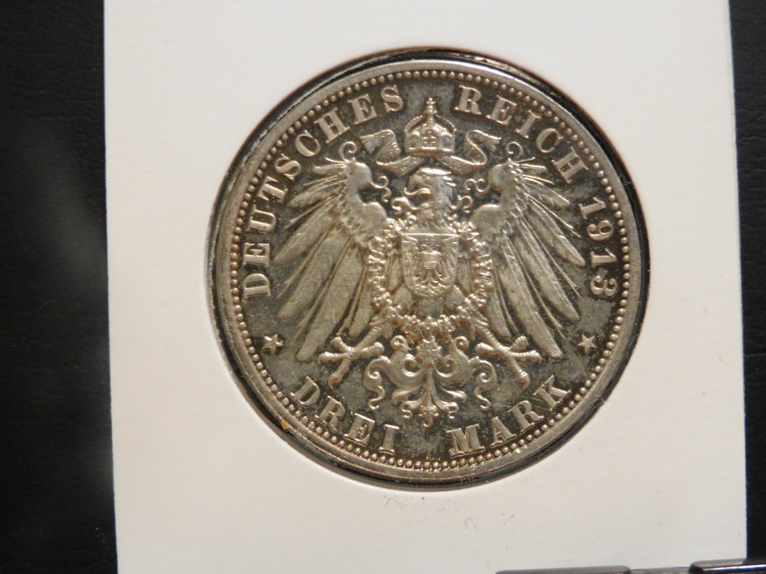  GERMANY 3 MARK 1913 SAXONY.GRADE-PLEASE SEE PHOTOS.   