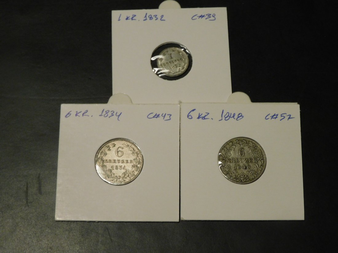  GERMANY 3X 1 KR.1832-6 KR.1834-1848 NASSAU.GRADE-PLEASE SEE PHOTOS.   