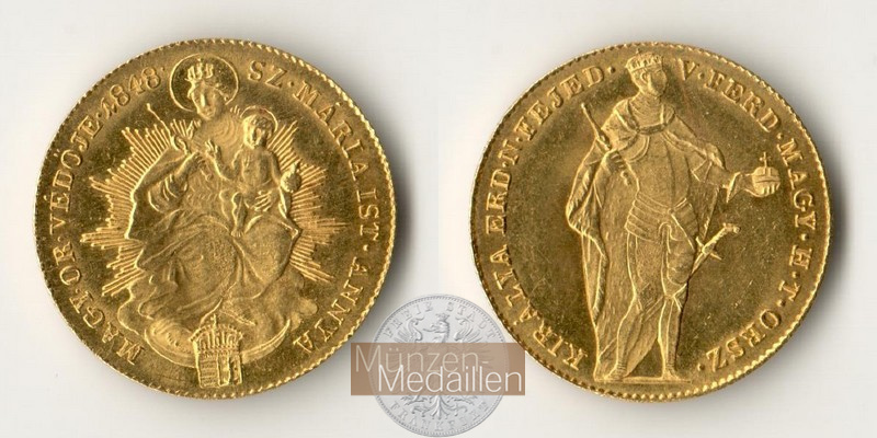 Ungarn. Ferdinand I. König 1835-1848 MM-Frankfurt Feingewicht 3,44g 1 Dukat 1848 
