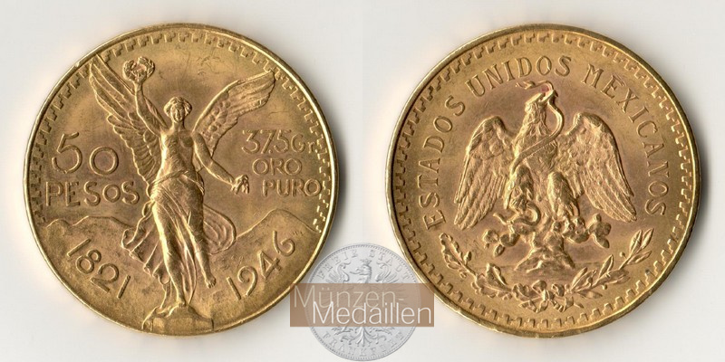 Mexiko MM-Frankfurt Feingold: 37,50g 50 Pesos 1946 