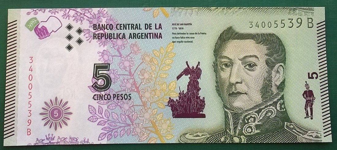 Argentina 5 Pesos 2015 UNC