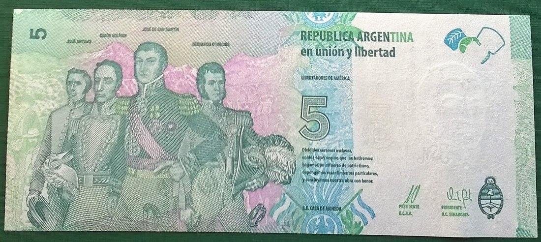  Argentina 5 Pesos 2015 UNC   
