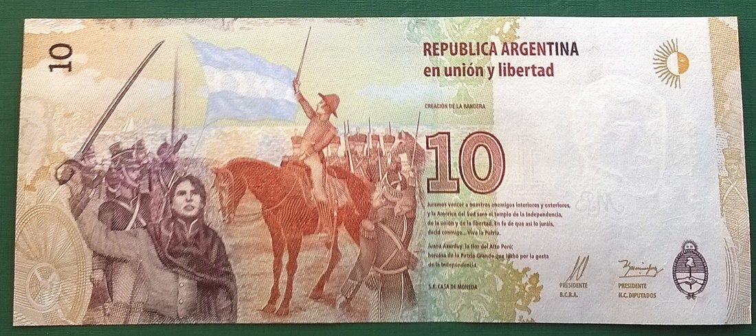  Argentina 10 Pesos 2016 UNC   