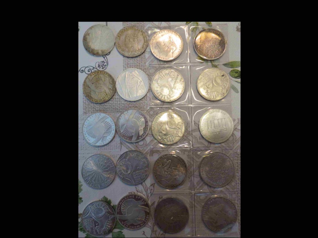  20 x 10 DM Gedenkmünzen,625er Silber,versch. Jahrgänge, insgesamt 194 Gramm Feinsilber, ss-vzgl.   