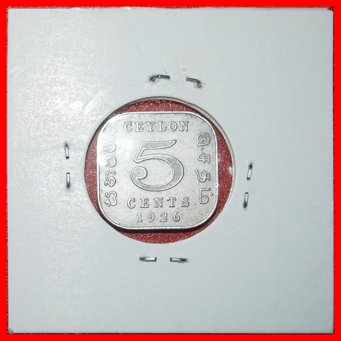 Ⰶ GROSSBRITANNIEN (1912-1926): CEYLON ★ 5 CENT 1926 VIERECKIG GEORG V. (1911-1936)!★OHNE VORBEHALT!