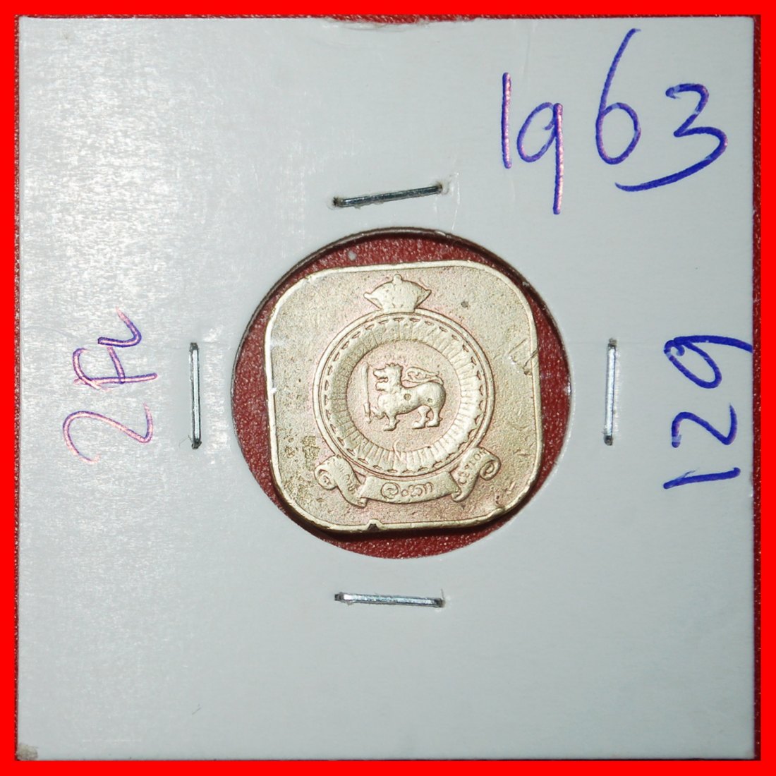  Ⰶ GROSSBRITANNIEN (1963-1971):CEYLON★5 CENT 1963 VIERECKIG ELISABETH II. (1953-2022)★OHNE VORBEHALT!   