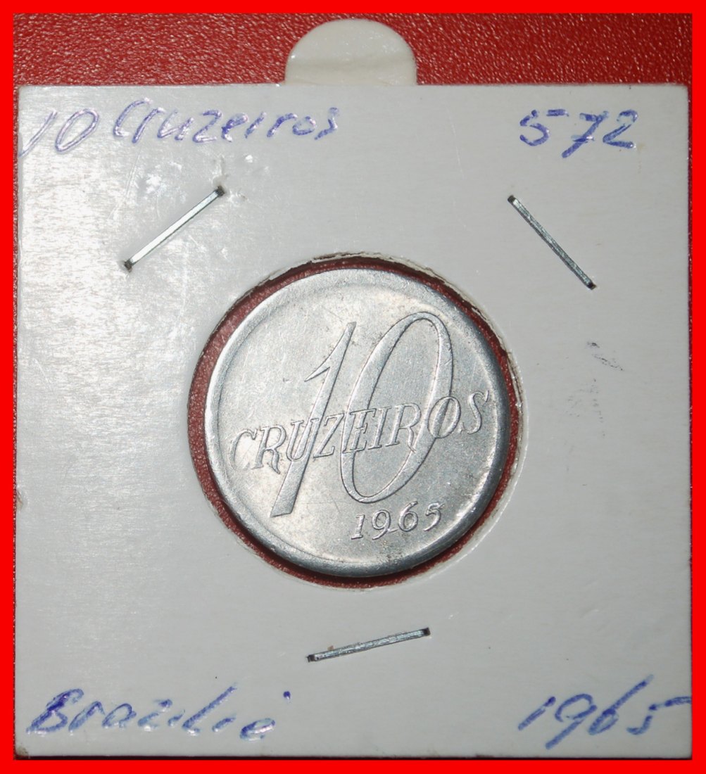  Ⰶ MAP: BRAZIL ★ 10 CRUZEIROS 1965! IN HOLDER!★LOW START ★ NO RESERVE!   