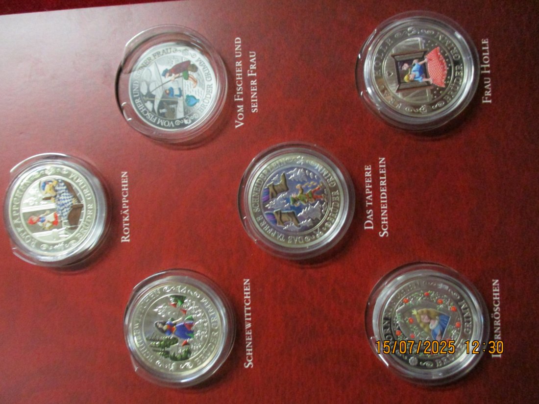  Lot - Sammlung Medaillen Deutsche Märchen Silber 333er - 74,8g rau /1102030   