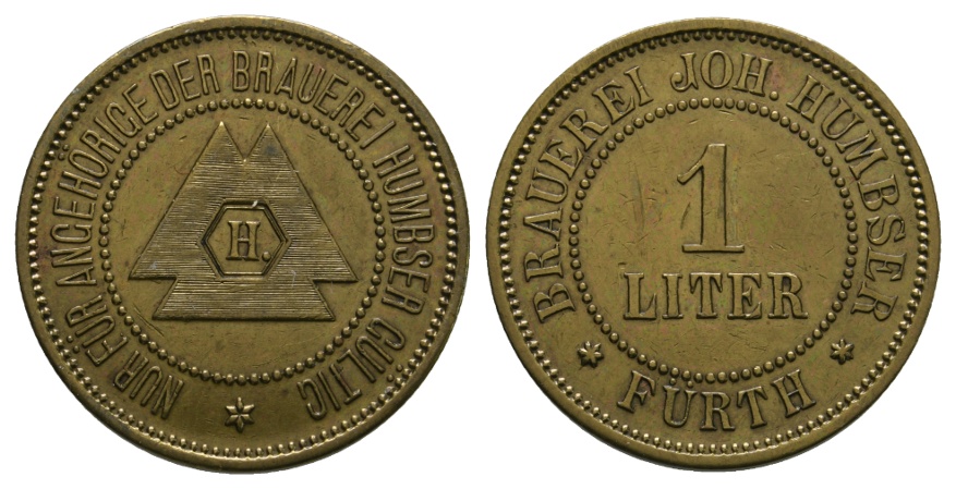  Notgeld; Fürth; Brauerei Joh. Humbser; 1 Liter   