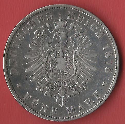  5 Mark sachsen 1875 E Koblenzer Muenzen Studio Münzankauf Koblenz Frank Maurer AL131   
