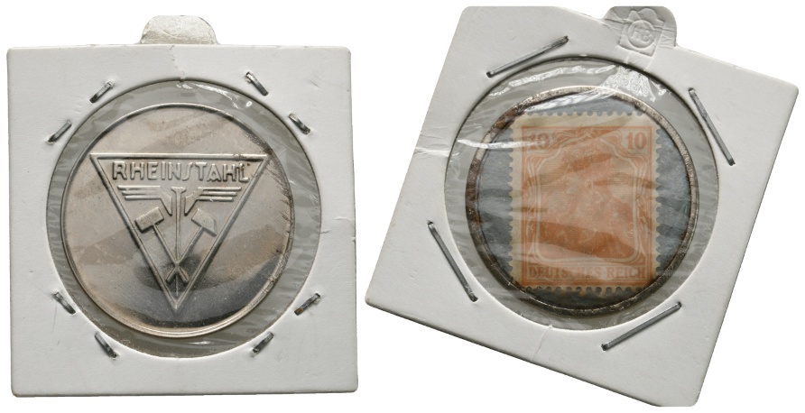  Briefmarkenkapselgeld; Rheinstahl; Deutsches Reich; 10 Pfennig   