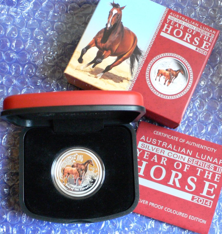 - kirofa - LOT 5 STÜCK Australia-2012 - LUNAR II HORSE -PFERD - 5 x 1/2 Unze Silber 99.90%. PROOF