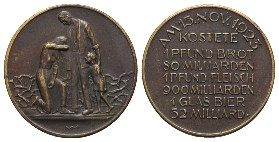  Medaille; Deutsches Reich; Hungermedaille 1923; Bronze; 10,09 g; Ø 31,99 mm   