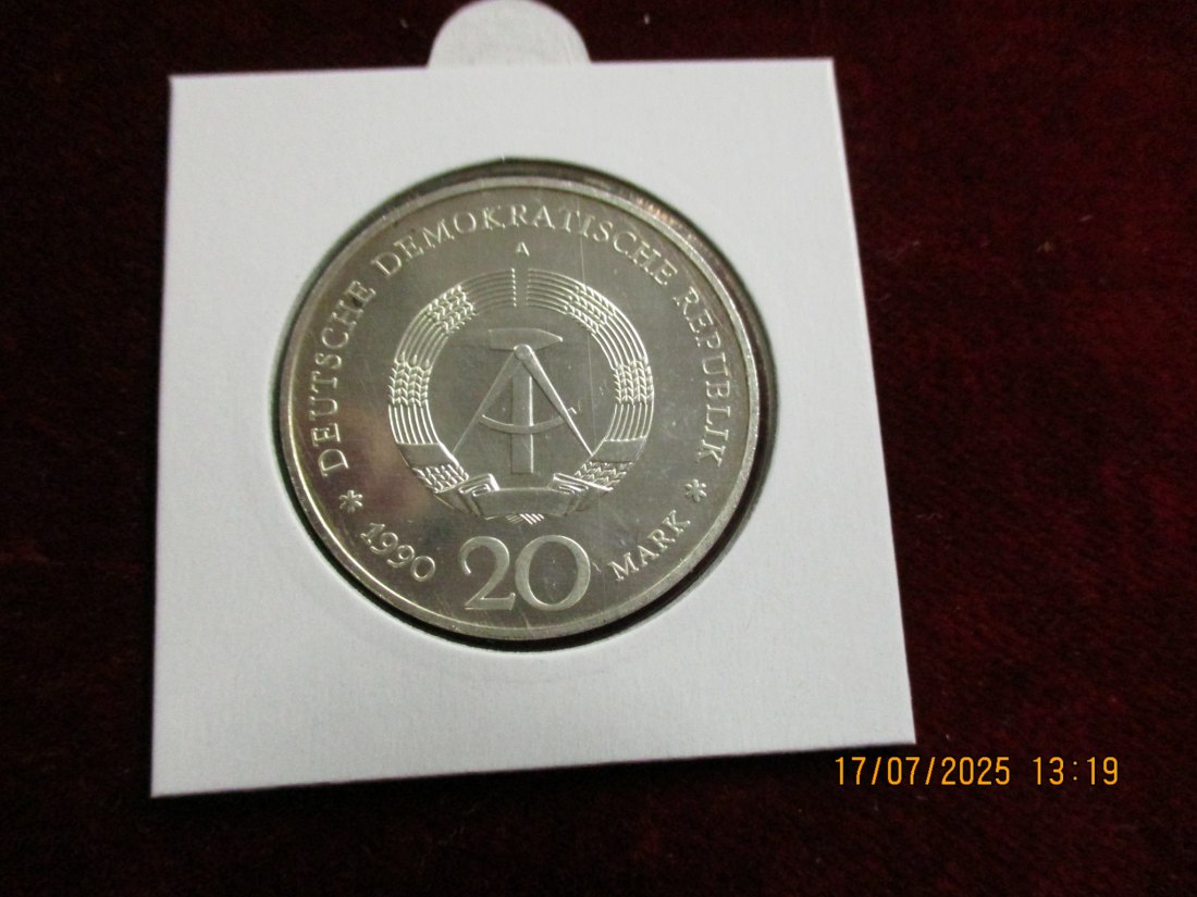  20 Mark DDR 1989 - 22.Dezember Berlin Silbermünze 18g   
