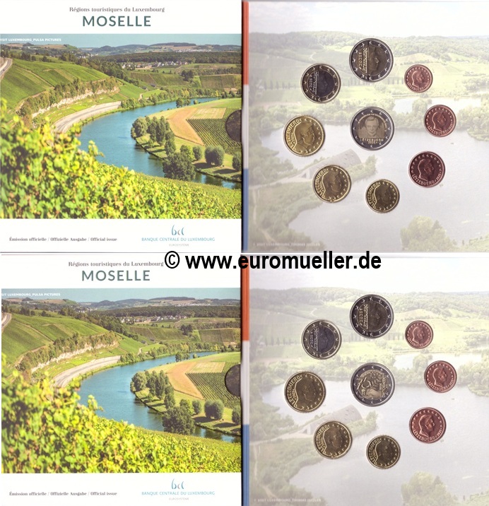 Luxemburg ...2x offizieller KMS 2025...bu...mit 2 Euro Gedenkmünzen Fotoprägung   