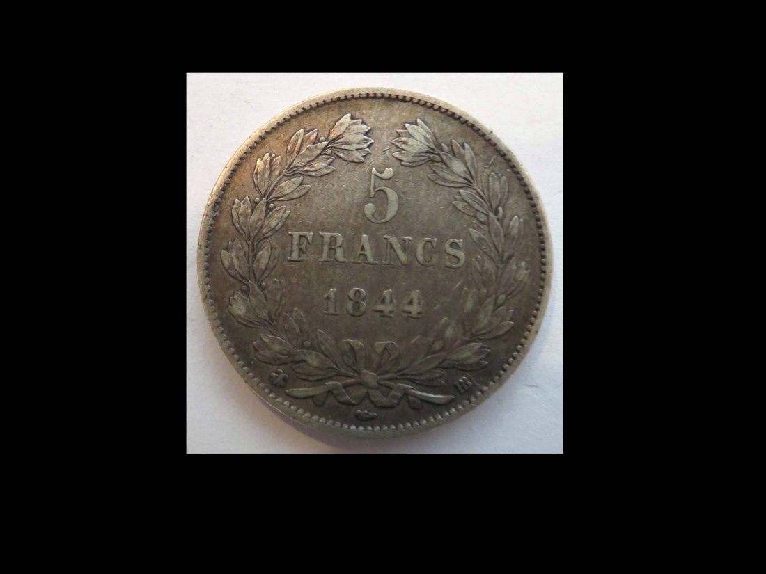 5 Francs -Louis-Philippe I 1844; Strasbourg; 900er Silber, 25 Gramm (Feingewicht 22,08 g)   