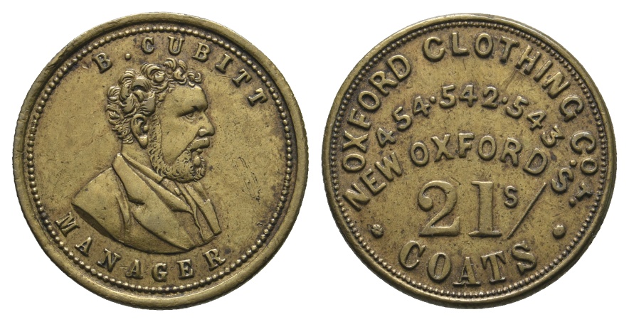  USA; Token; B. Cubitt Manager; Oxford Clothing 21s/Coats   