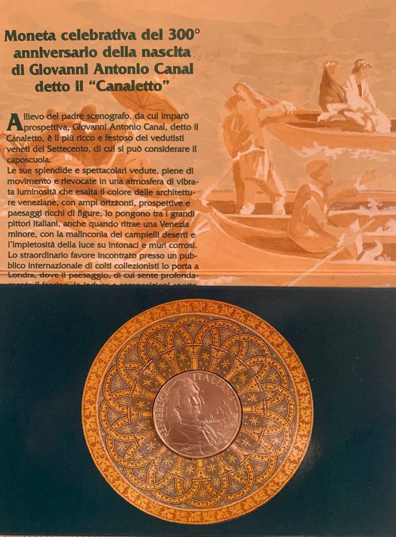  Italy 5000 lire 1997 Antonio Canal Silver Booklet BU   