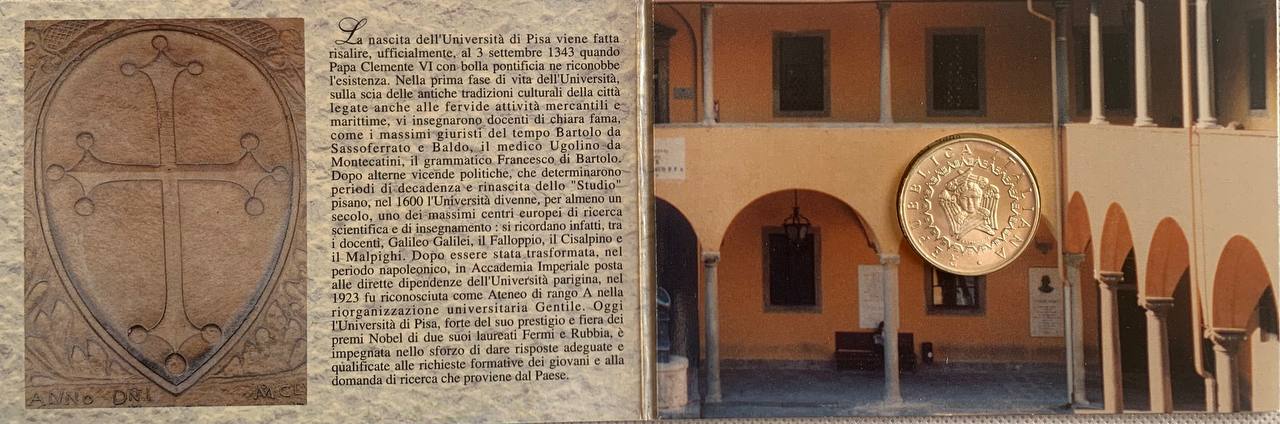  Italy 5000 lire 1993 University of Pisa Silver Booklet BU   