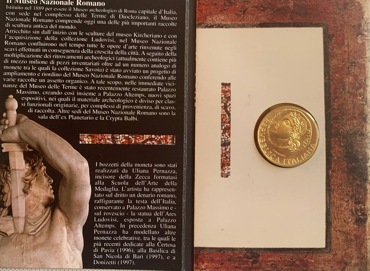  Italy 2000 lire 1999 National Museum in Rome Silver Booklet BU   