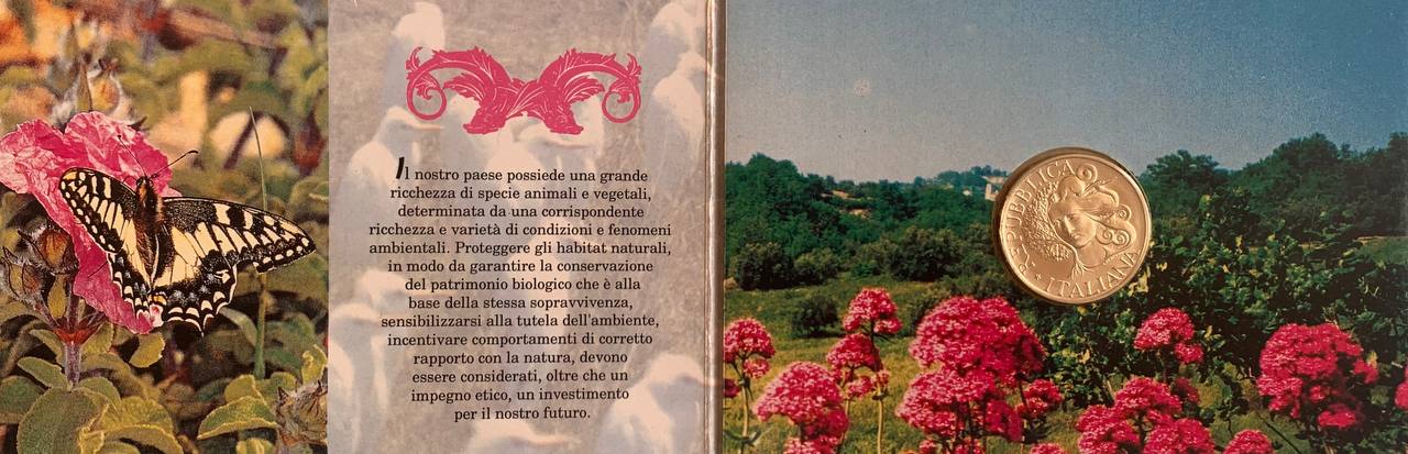  Italien 1000 Lire 1994 Flora and Fauna Protection Silber Booklet BU   