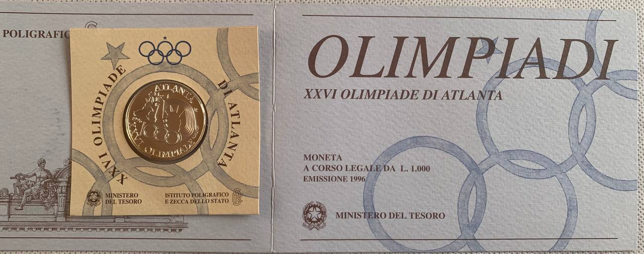 Italy 1000 Lire 1996 Olympics - Atlanta Silver Booklet BU