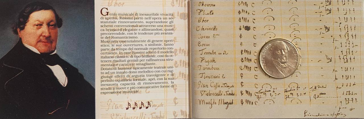  Italy 500 Lire 1992 200th Anniversary - Birth of Gioacchino Rossini Silver Booklet BU   