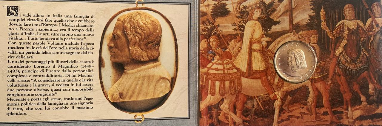  Italy 500 Lire 1992 500th Anniversary - Death of Lorenzo de’ Medici Silver Booklet BU   