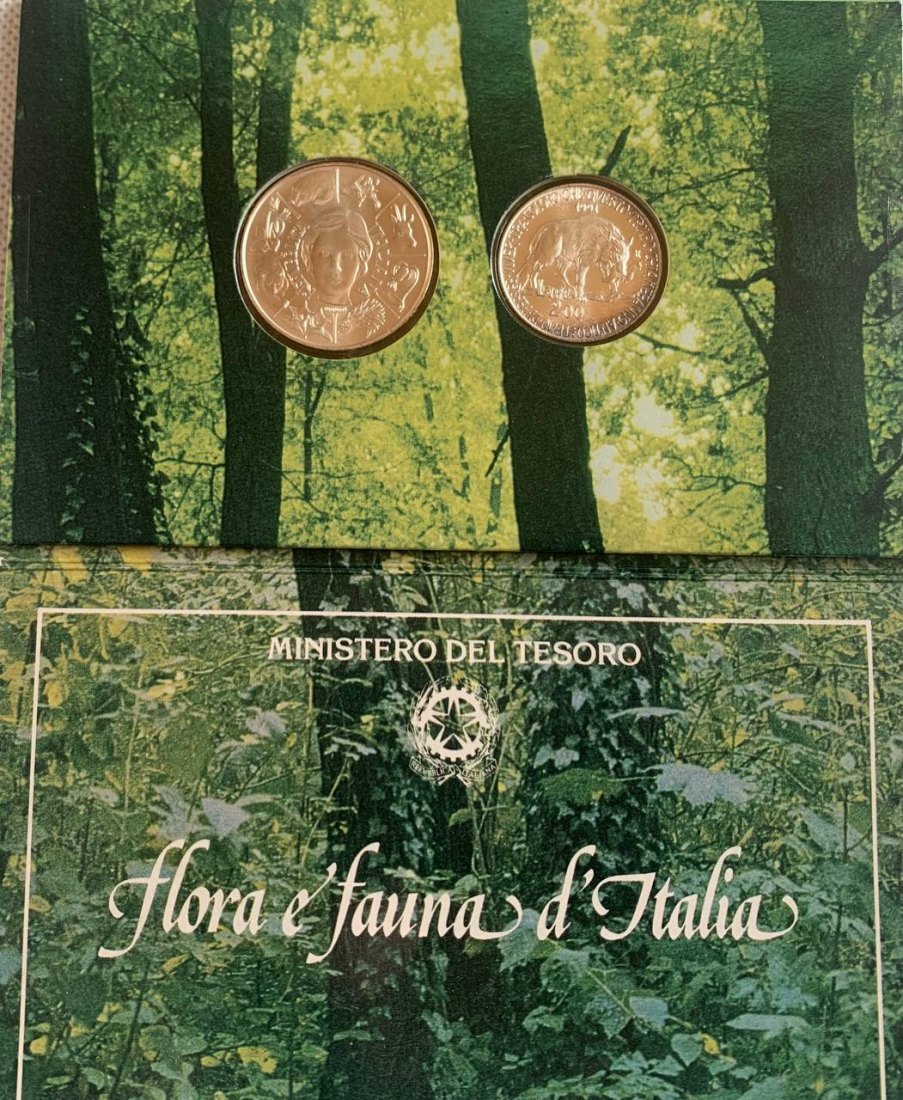  Italy 1993 Coin set Italian Flora and  Fauna BU (2 coins)   