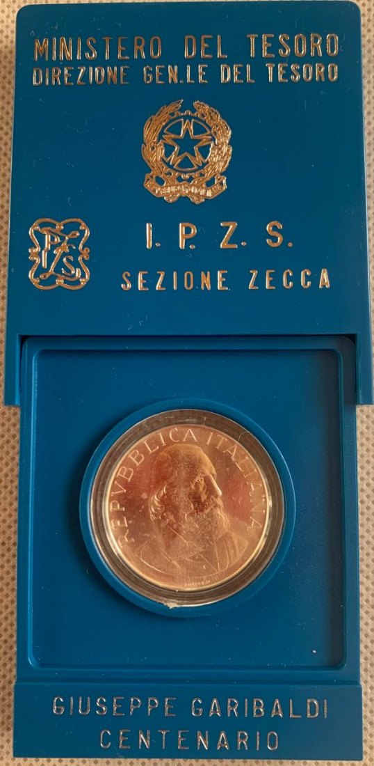 Italy 500 lire 1982 100th Anniversary - Death of Giuseppe Garibaldi Silver BOX BU
