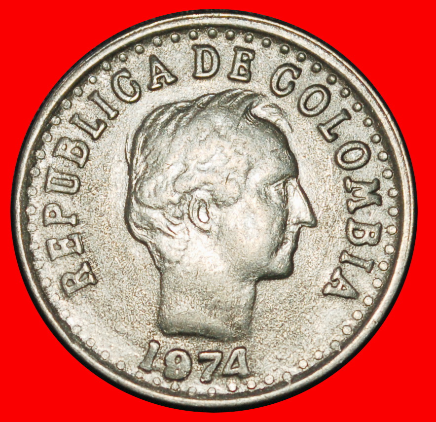 Ⰶ WREATH (1971-1979): COLOMBIA ★ 20 CENTAVOS 1974! SANTANDER (1792-1840) ★LOW START★ NO RESERVE!