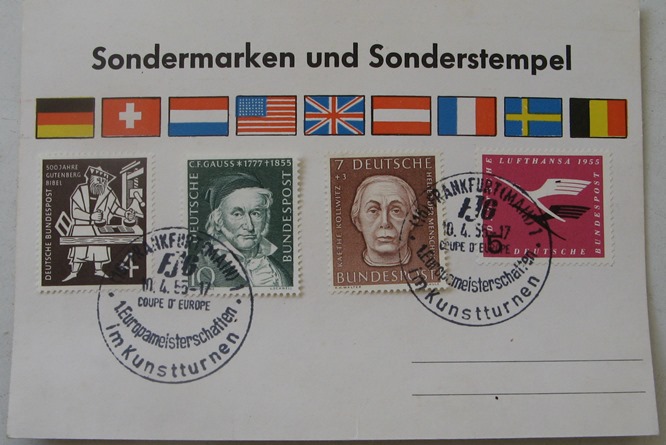  1955,Germany,FDC+Mi DE 198-205, 1st European Championships in Artistic Gymnastics   