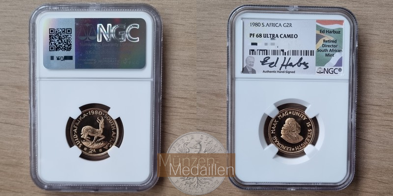 Süd-Afrika MM-Frankfurt   Feingold: 7,32g 2 Rand 1980 