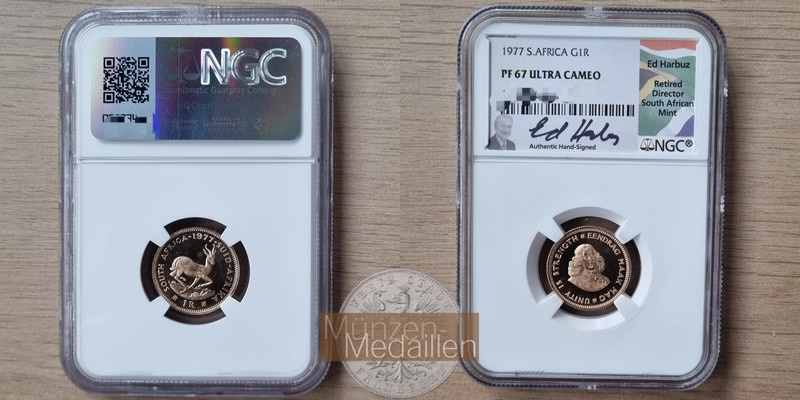 Süd-Afrika MM-Frankfurt  Feingewicht: 3,66g 1 Rand 1977 