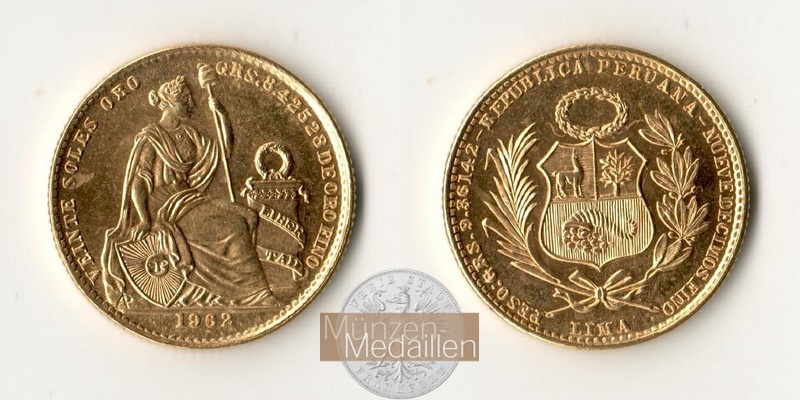 Peru MM-Frankfurt Feingold: 8,43g 20 Soles 1962 