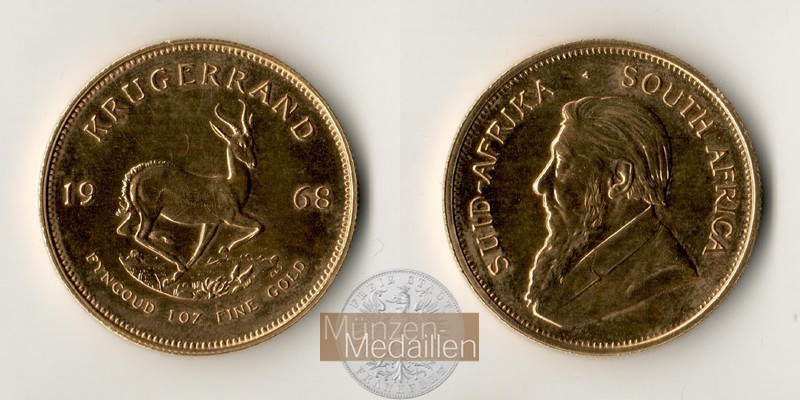 Süd Afrika MM-Frankfurt Feingold: 31,1g 1oz Krügerrand 1968 