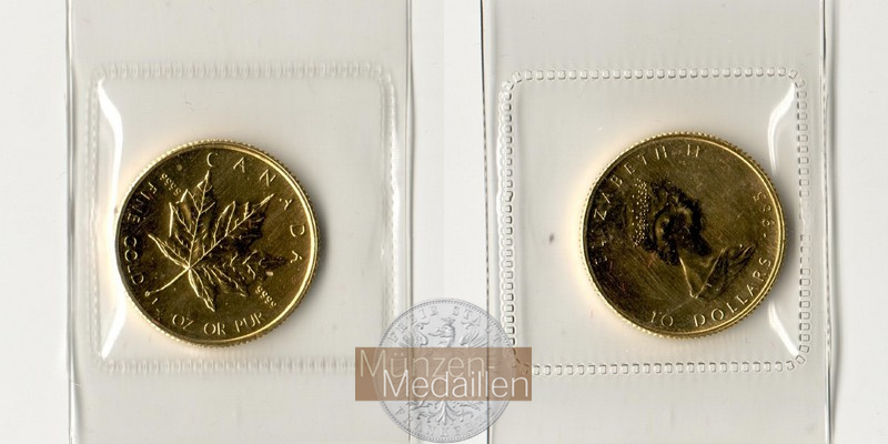 Kanada MM-Frankfurt Feingewicht: 7,78g Gold 10 Dollar Maple Leaf 1985 