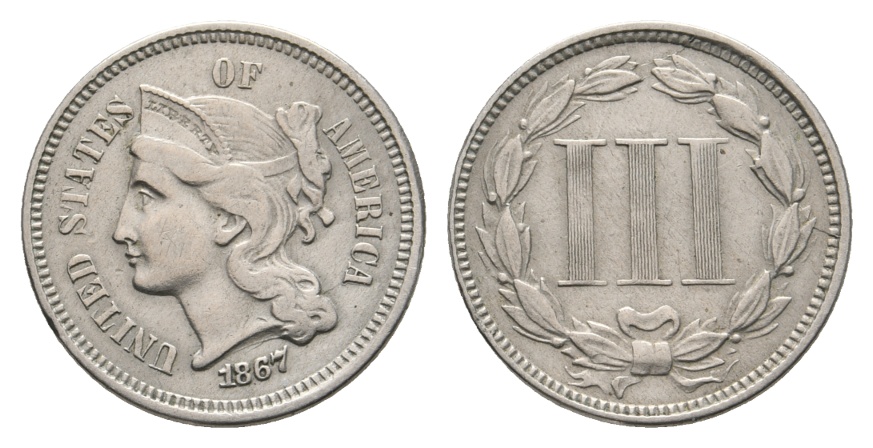  USA, Kleinmünze 1867   
