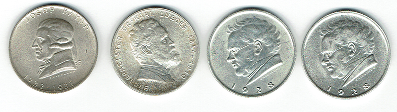  SZAIVERT 1. REPUBLIK ÖSTERREICH 2 SCHILLING 1928 SCHBUBERT 2 STÜCK 1932 HAYDN 1935 LUEGER   