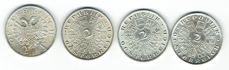  SZAIVERT 1. REPUBLIK ÖSTERREICH 2 SCHILLING 1928 SCHBUBERT 2 STÜCK 1932 HAYDN 1935 LUEGER   