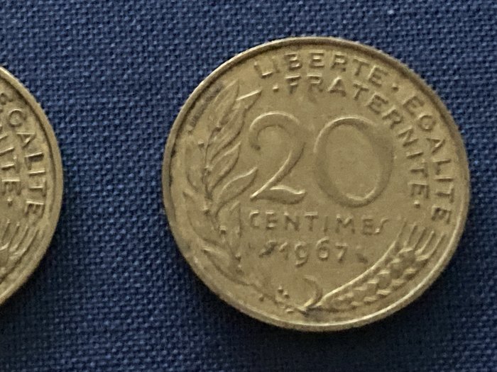Münze Umlaufmmünze Frankreich 20 Centimes 1967