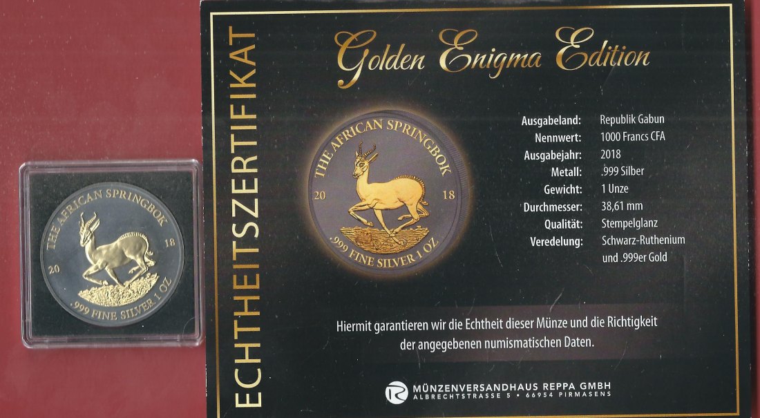  S-Afrika 2018 1 OZ Enigma Edition Koblenzer Muenzen Studio Münzankauf Koblenz Frank Maurer AL146   