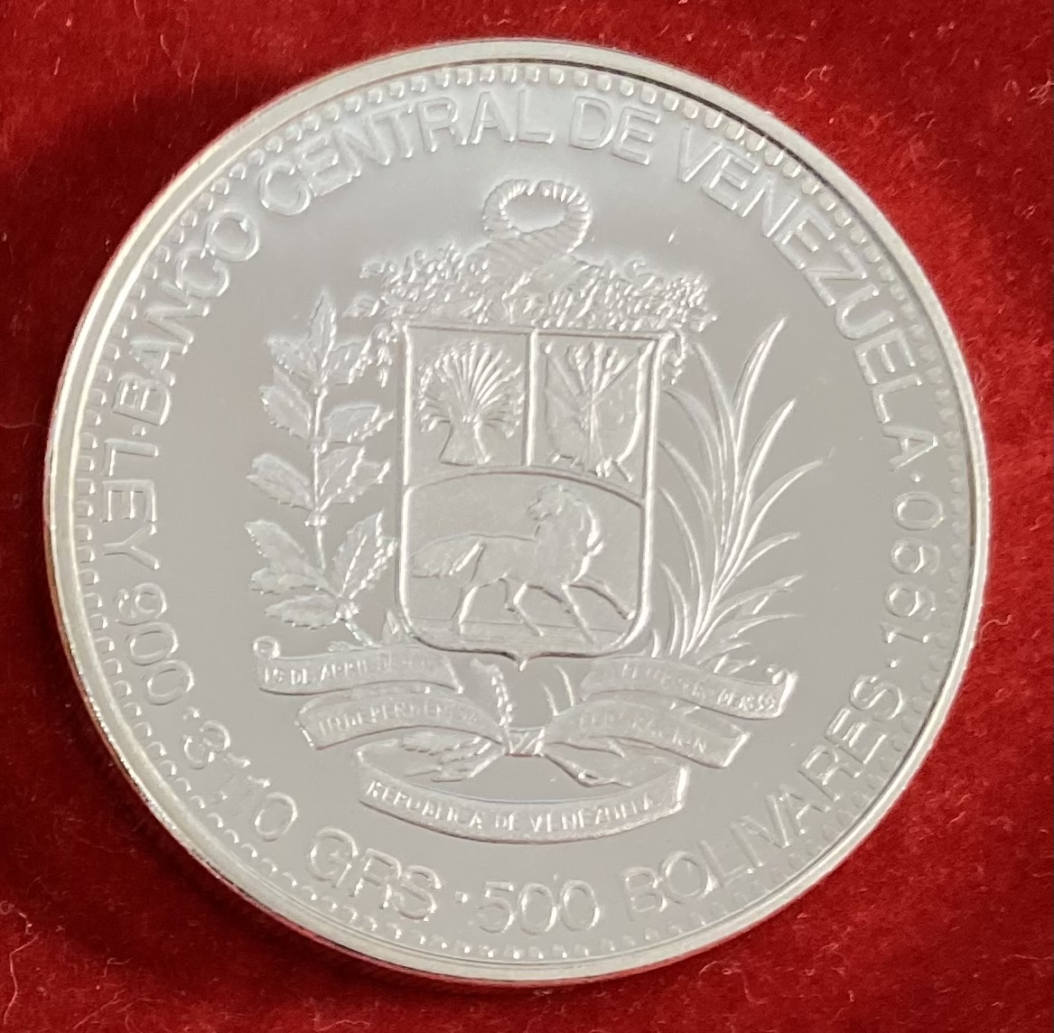  VENEZUELA - 500 BOLÍVARES - 31,1 g -SILVER 900%   