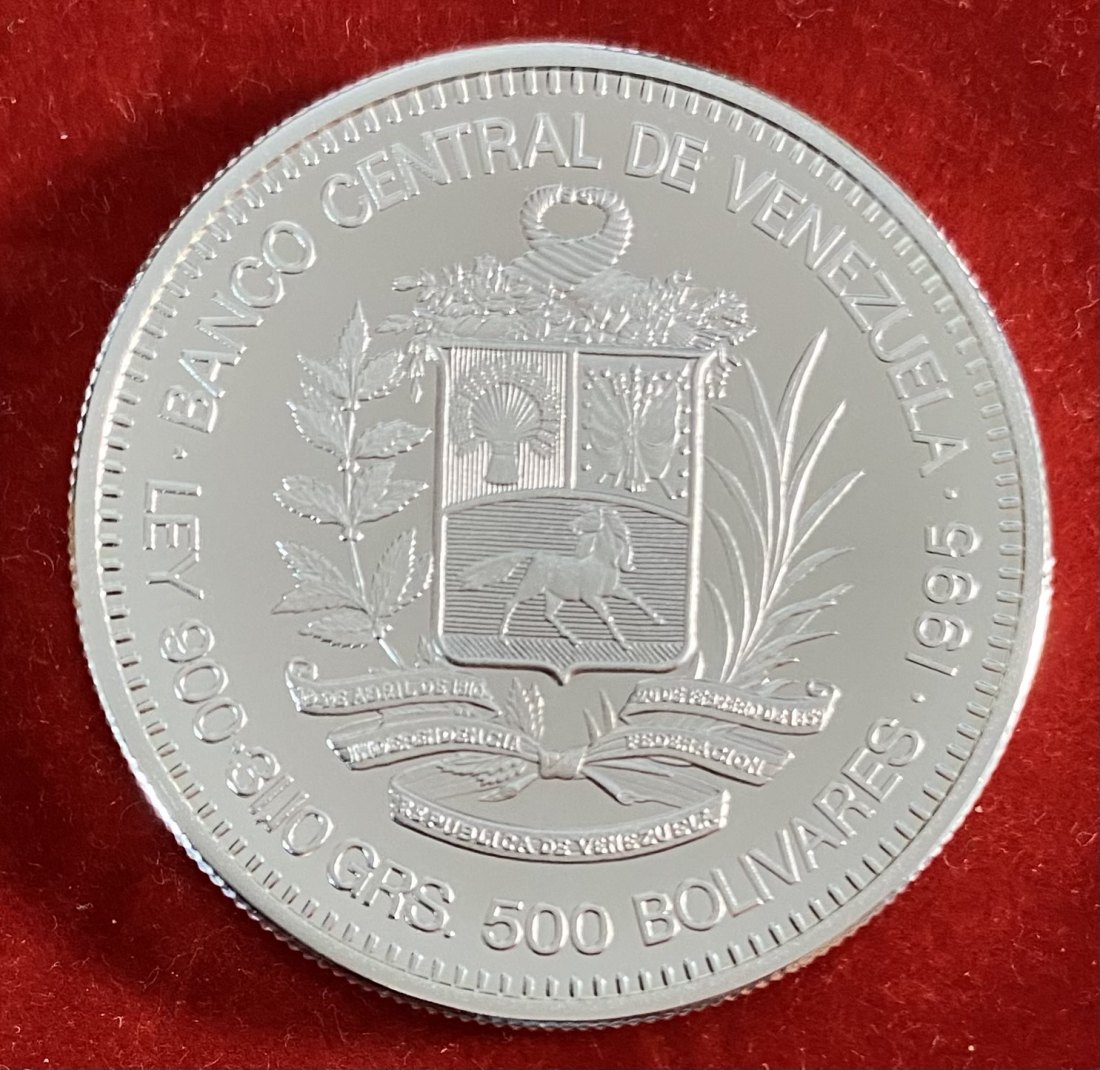  VENEZUELA - 500 BOLÍVARES - 31,1 g -SILVER 900%   